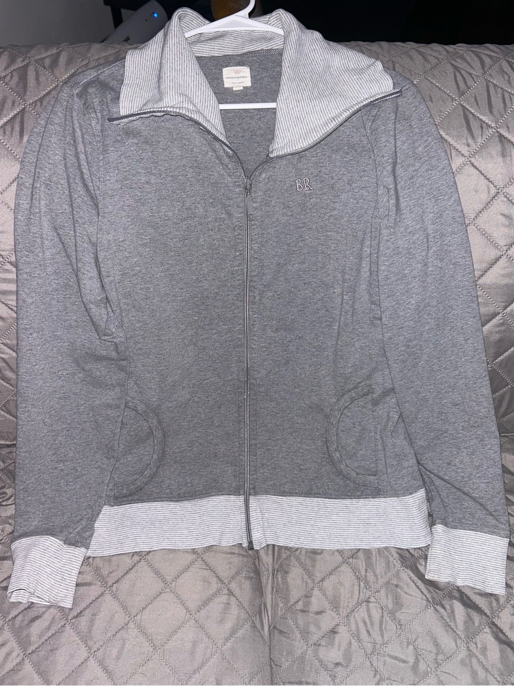 Vintage Gray Banana Republic Full-Zip Women’s Jacket with Contrast Trim